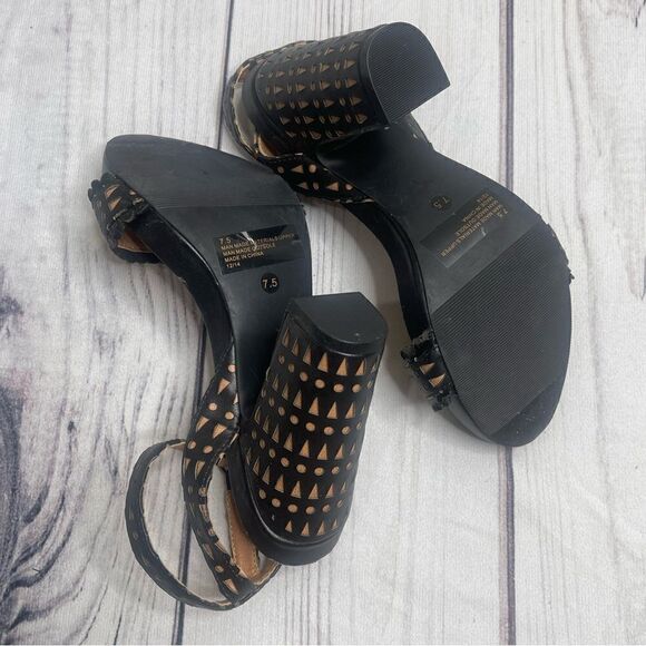 Plume by Farylrobin Black Slingback Chunky 4'' Pumps Block Heels Womens Size 7.5 - Picture 2 of 9